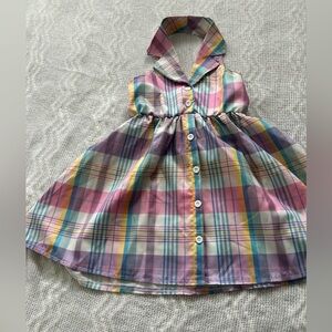 Girls Plaid Halter Sundress w A Collar. 
Size 4T